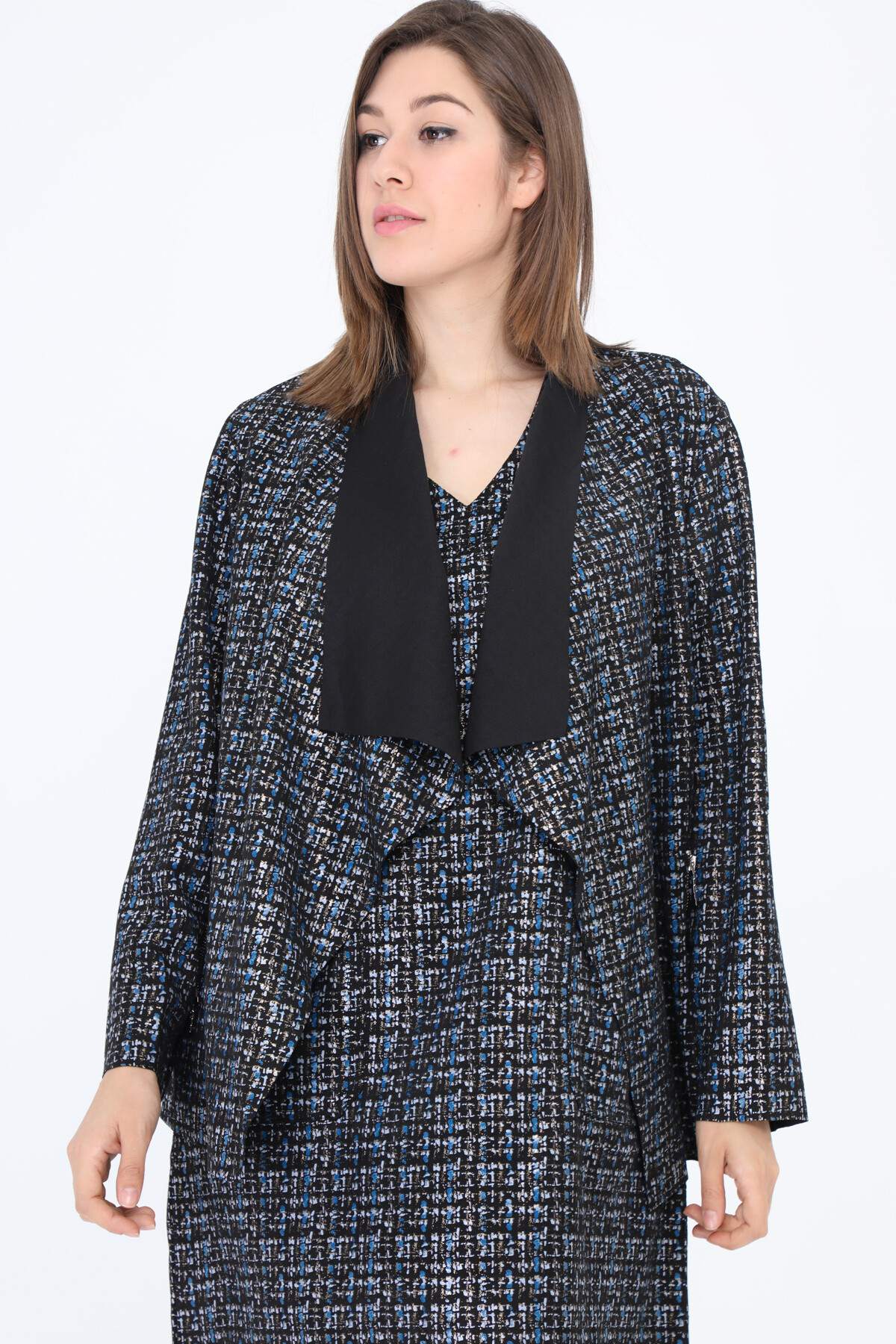Grossiste Pomme Rouge Paris - Veste en suedine imprimé bleu (C6126)