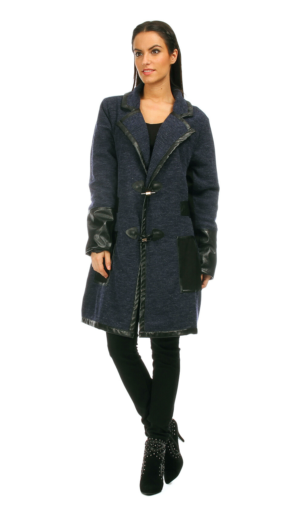 Grossiste Pomme Rouge Paris - Veste bleu avec patch en PVC (A563)