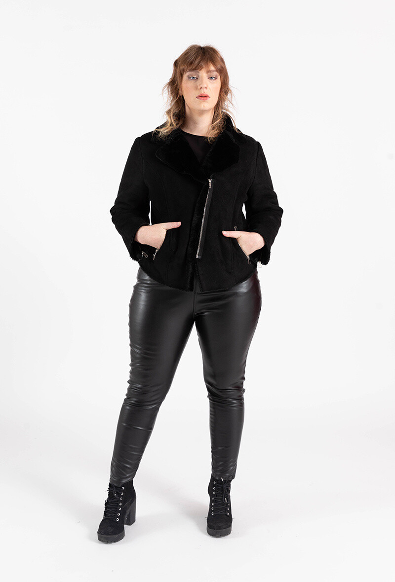 Grossiste Pomme Rouge Paris - Perfecto en suédine molletonné (C6241)