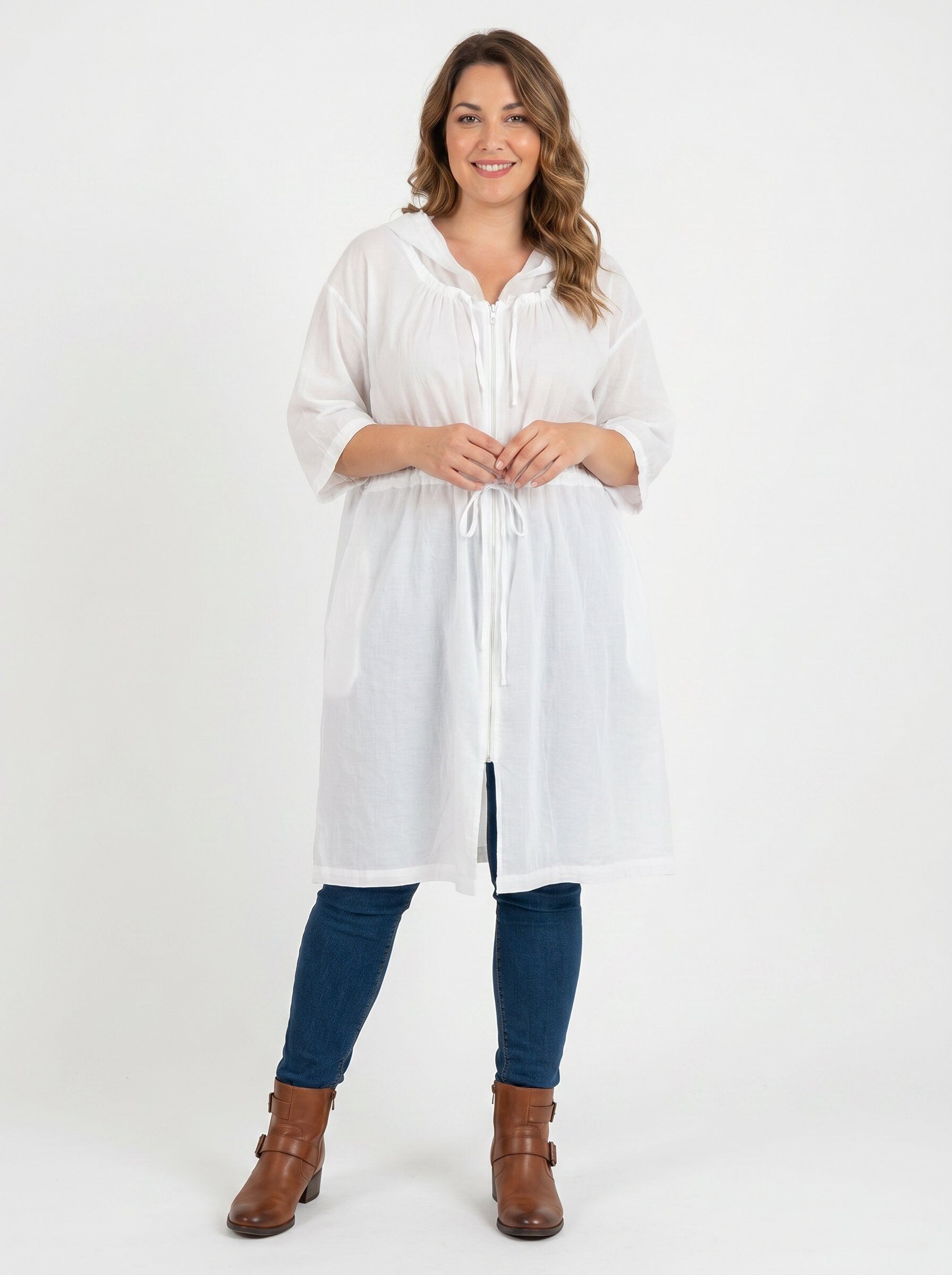 Grossista Pomme Rouge Paris - Giacca leggera in cotone bianco taglia grande