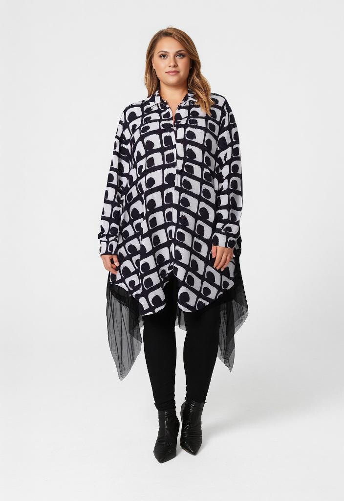Grossiste Pomme Rouge Paris - Veste asymétrique imprimé blanc (T15912)