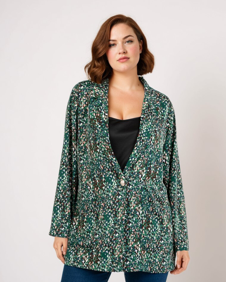 Mayorista Pomme Rouge Paris - Green impreso de leopardo impreso en gran blazer (C6528)