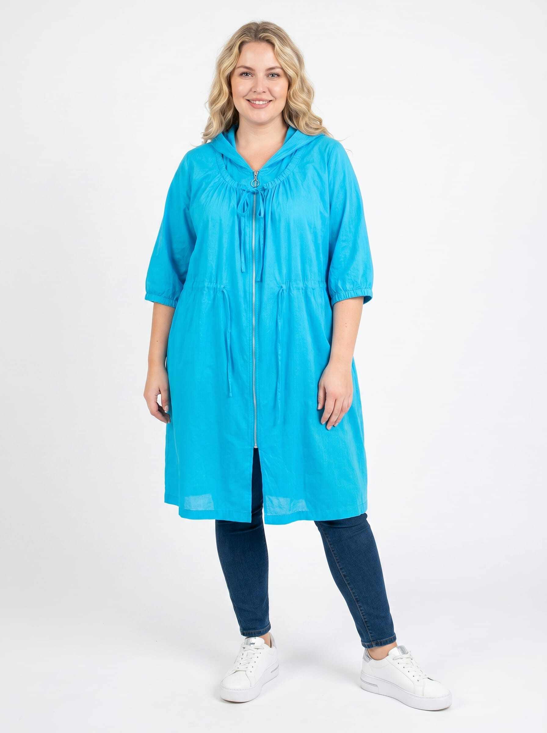 Grossista Pomme Rouge Paris - Giacca leggera in cotone blu taglia grande