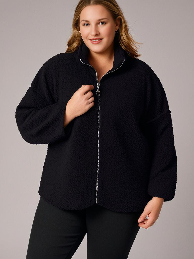 Grossiste Pomme Rouge Paris - Veste polaire noir (T5763)