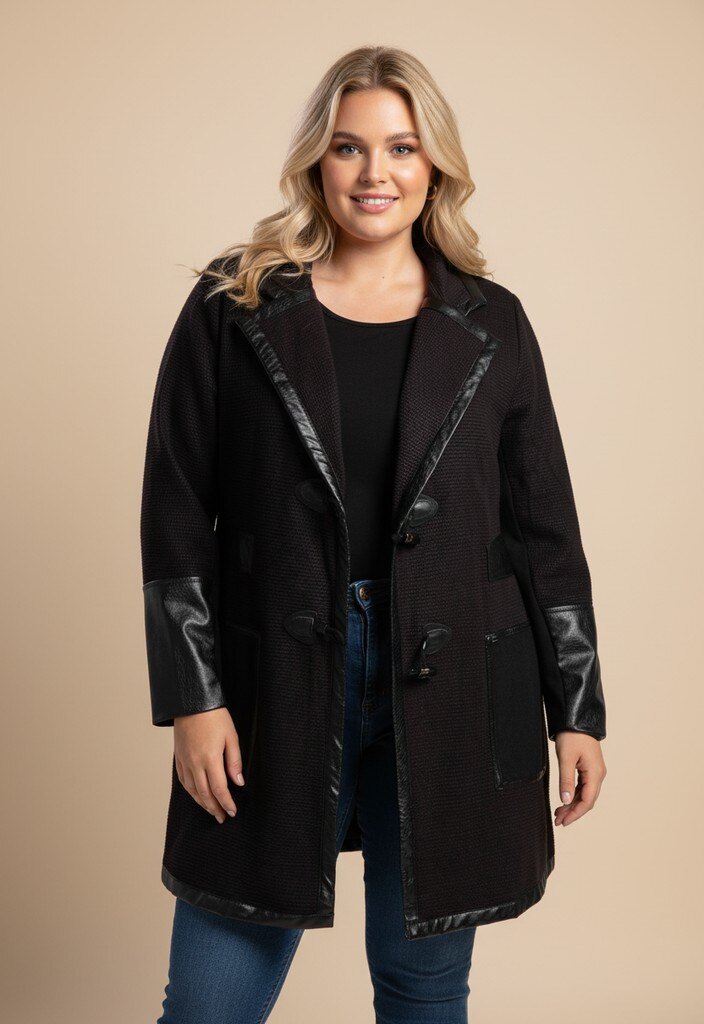 Grossiste Pomme Rouge Paris - Veste noir avec patch en PVC (A563)