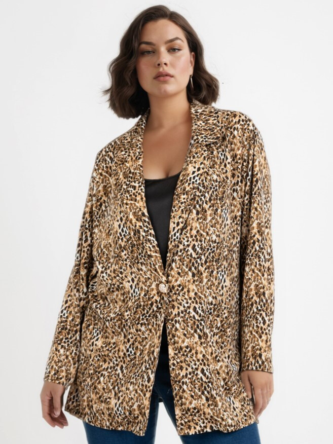 Grossista Pomme Rouge Paris - Grande blazer stampato in cammello leopardo stampato (C6528)