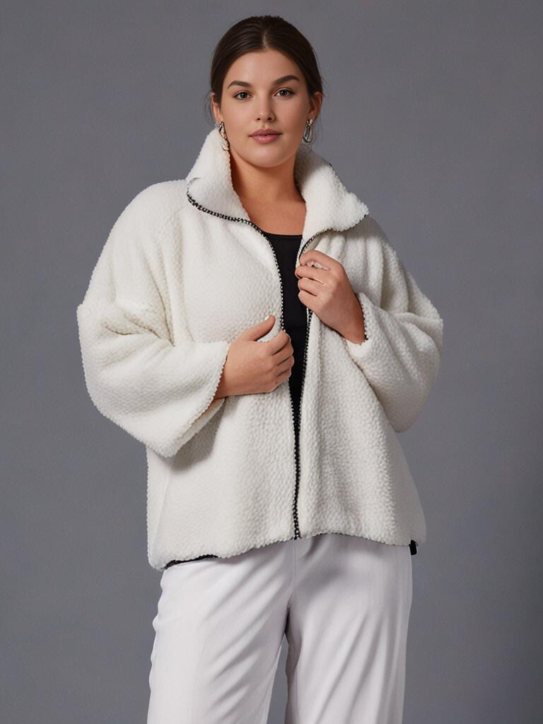 Grossiste Pomme Rouge Paris - Veste polaire blanc (T5763)