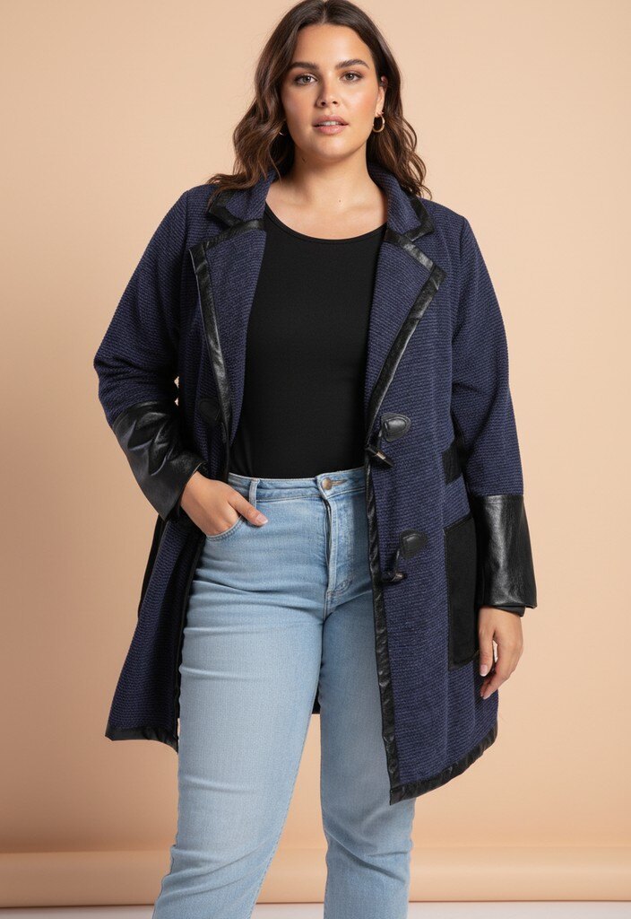 Grossiste Pomme Rouge Paris - Veste bleu avec patch en PVC (A563)