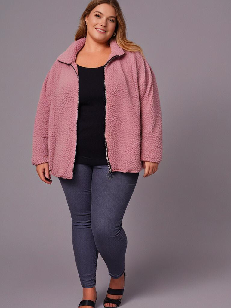 Grossiste Pomme Rouge Paris - Veste polaire rose (T5763)