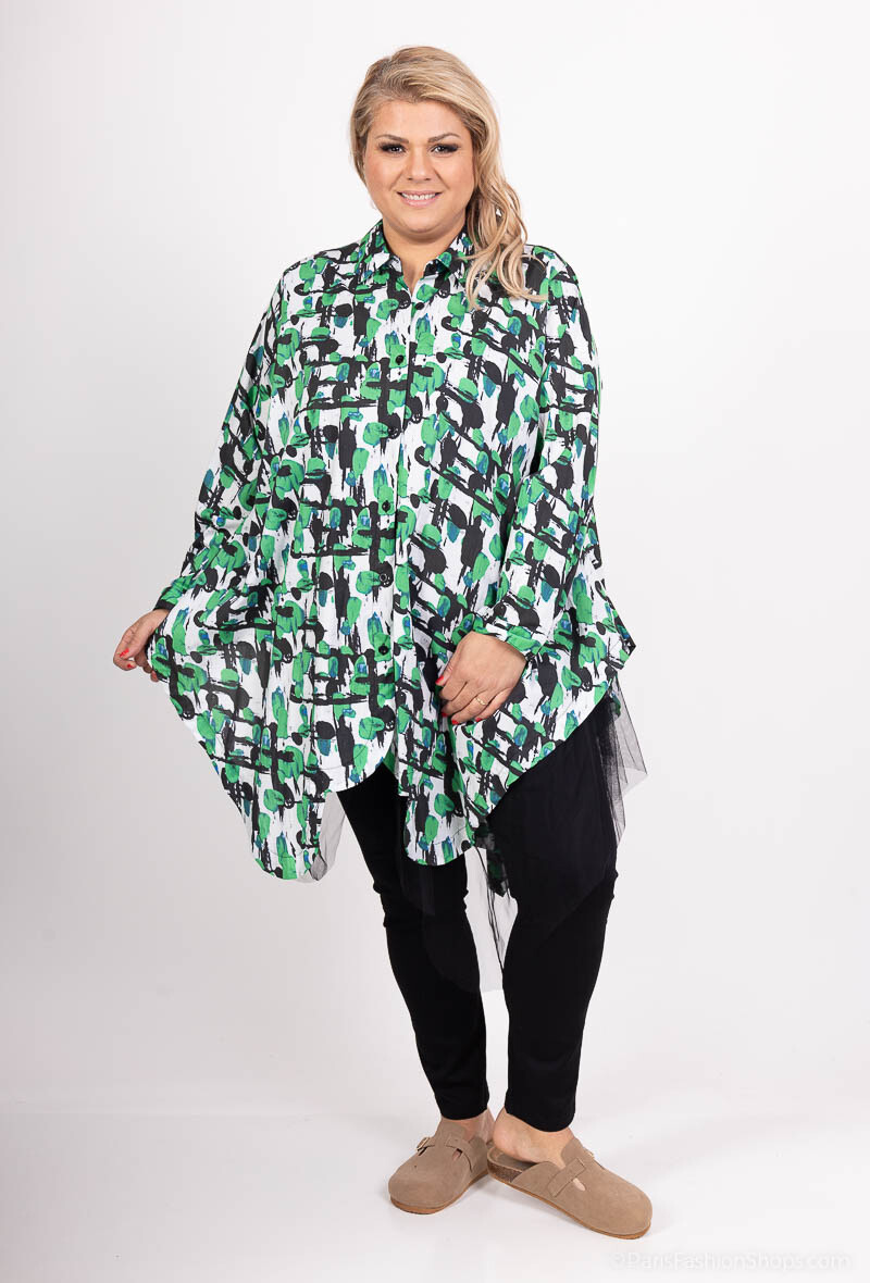 Mayorista Pomme Rouge Paris - Chaqueta de estampado verde asimétrico (T1529)