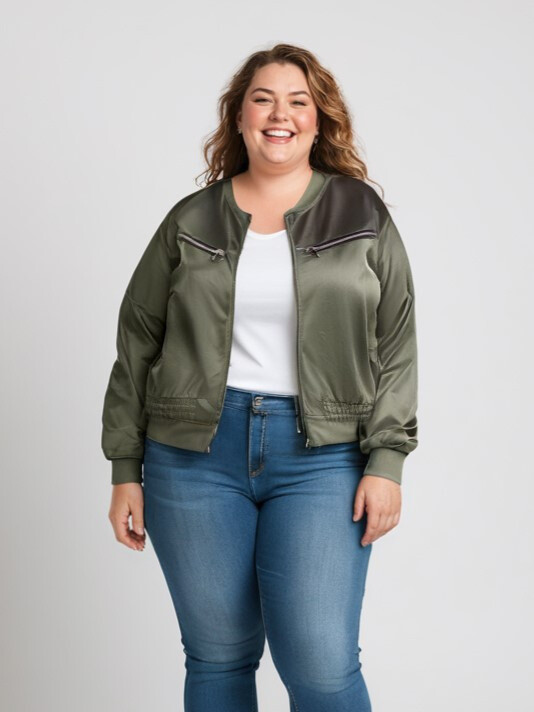 Grossista Pomme Rouge Paris - Bomber verde militare oversize (C6535)