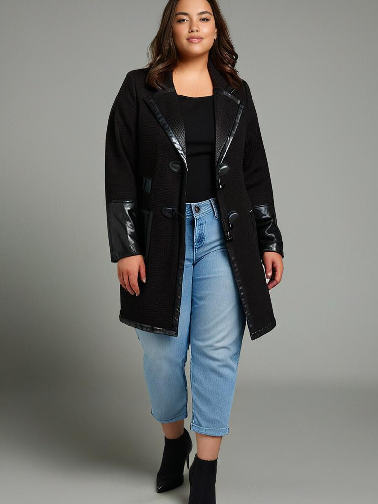 Grossiste Pomme Rouge Paris - Veste noir avec patch en PVC (A563)