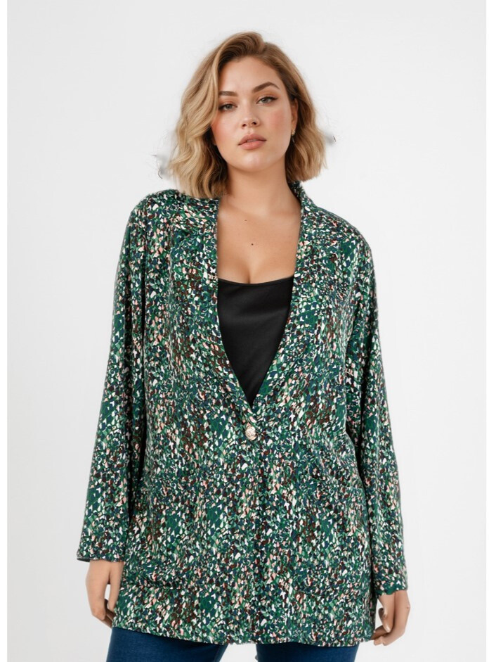 Grossista Pomme Rouge Paris - Green stampato in leopardo stampato di grande blazer (C6528)