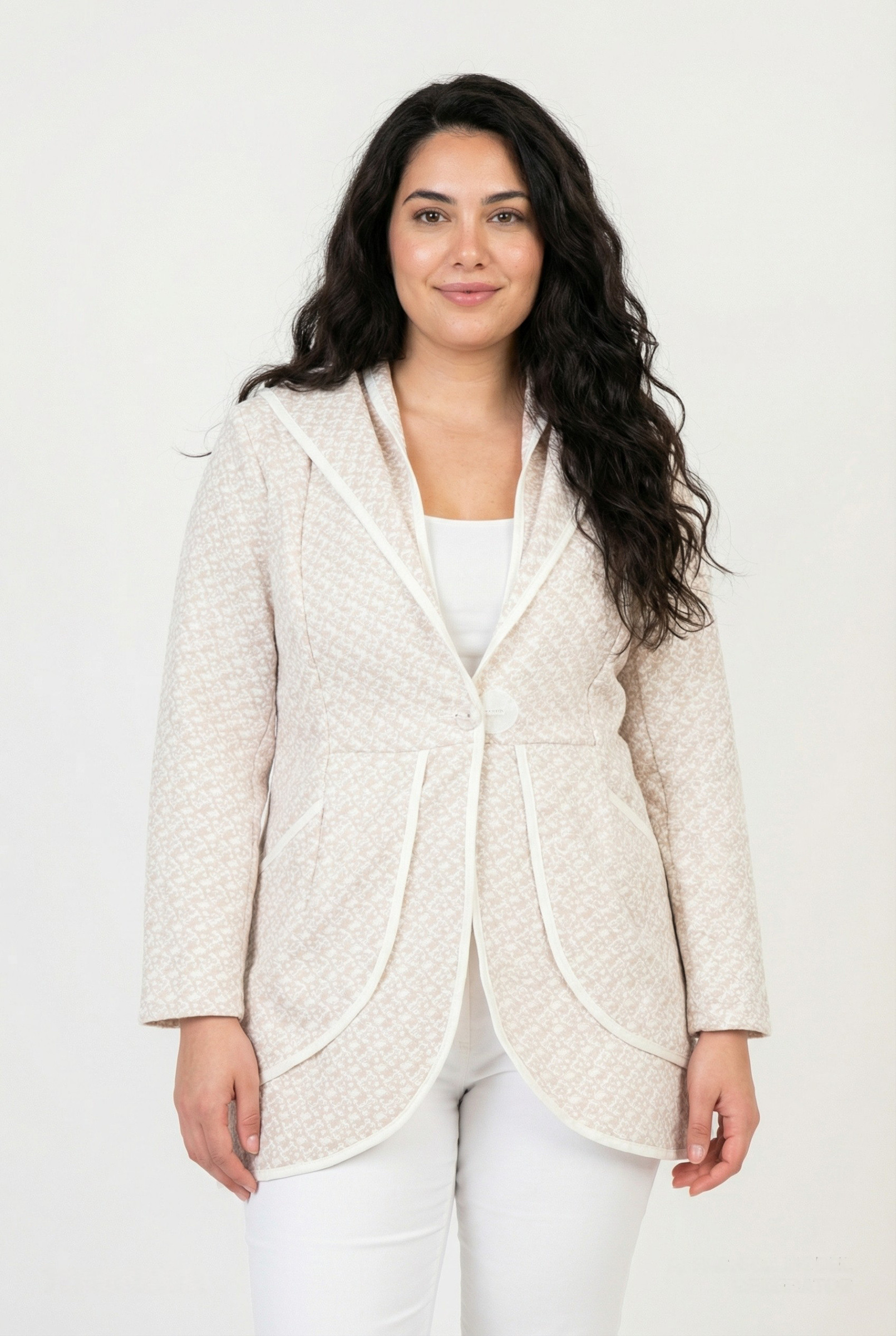 Grossiste Pomme Rouge Paris - Veste pied de poule grande taille (A531)