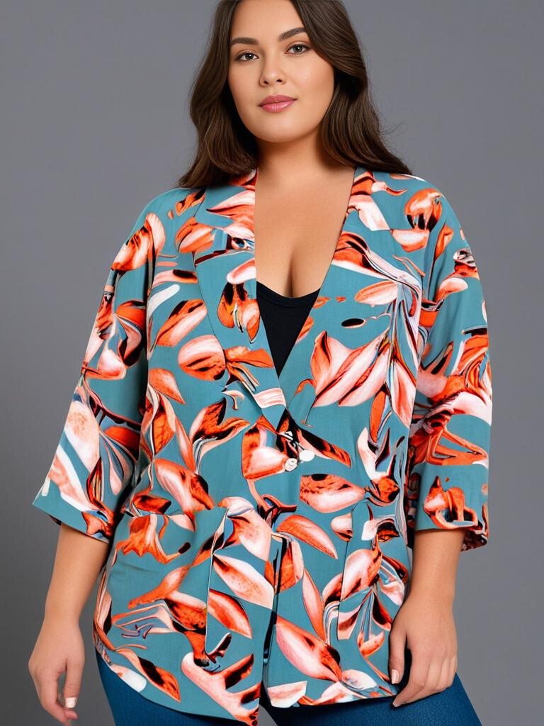 Mayorista Pomme Rouge Paris - Blazer de fluido impreso verde (C6522)
