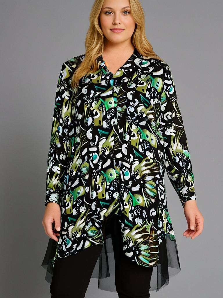 Mayorista Pomme Rouge Paris - Chaqueta asimétrica impresa negra (T1529)