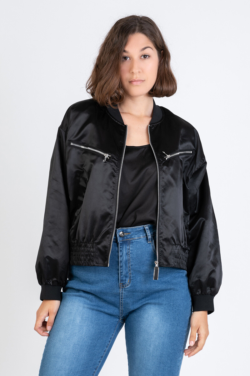 Grossiste Pomme Rouge Paris - Bomber grande taille noir (C6535)