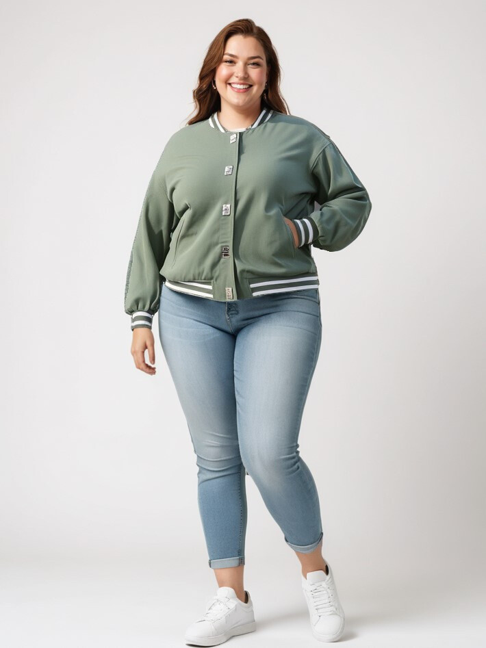 Grossiste Pomme Rouge Paris - Veste teddy grande taille vert (C6530)