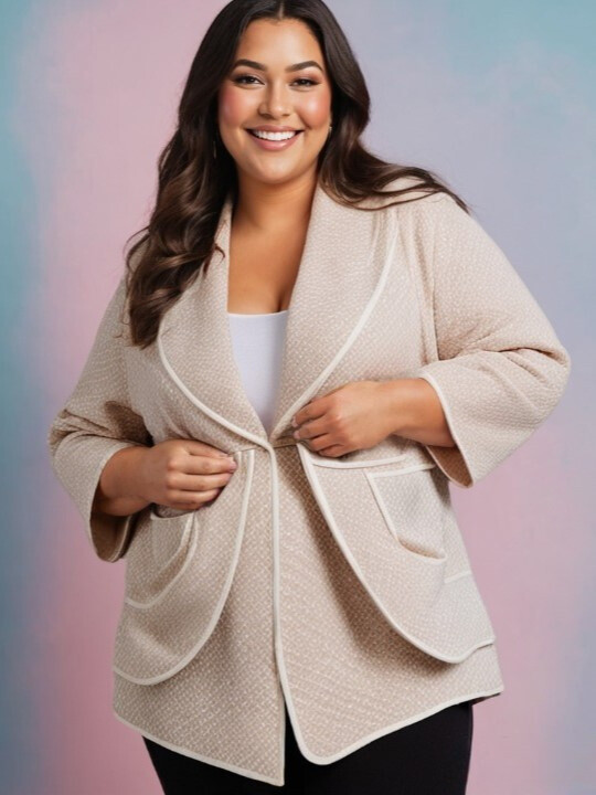 Grossiste Pomme Rouge Paris - Veste pied de poule grande taille (A531)