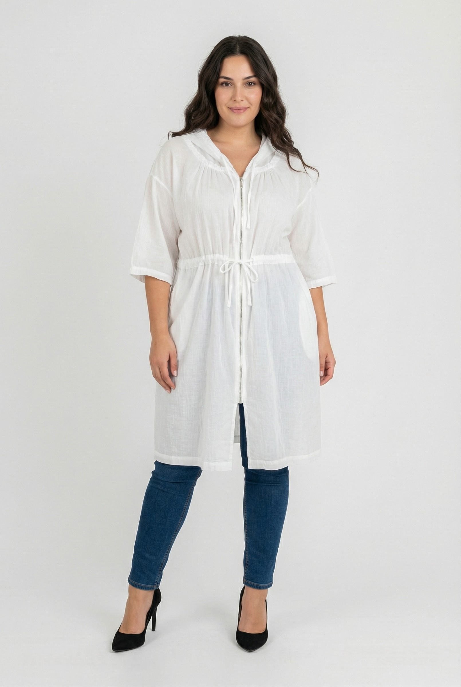 Grossista Pomme Rouge Paris - Giacca leggera in cotone bianco taglia grande