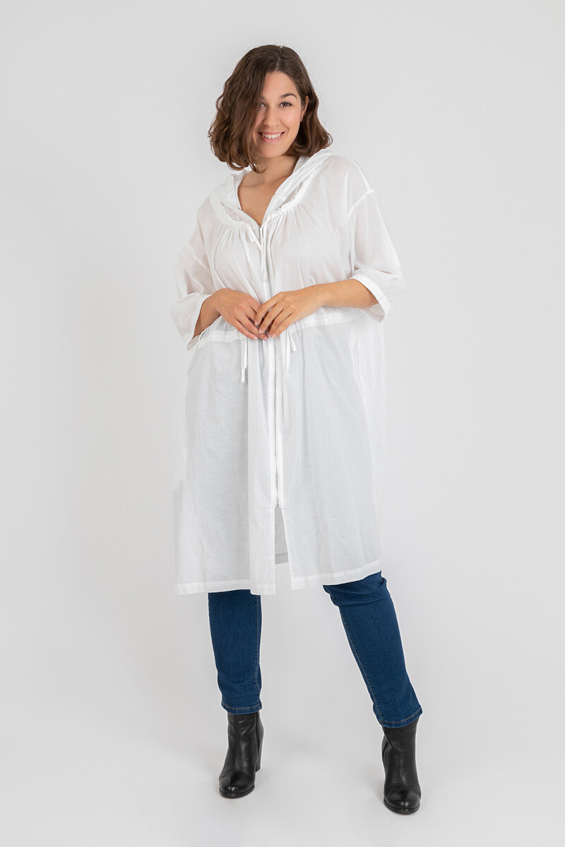 Grossiste Pomme Rouge Paris - Veste fine en coton grande taille blanc