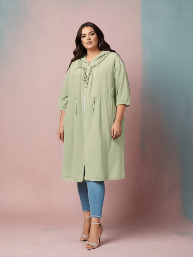 Grossista Pomme Rouge Paris - Giacca sottile in cotone oversize kaki (C6527)