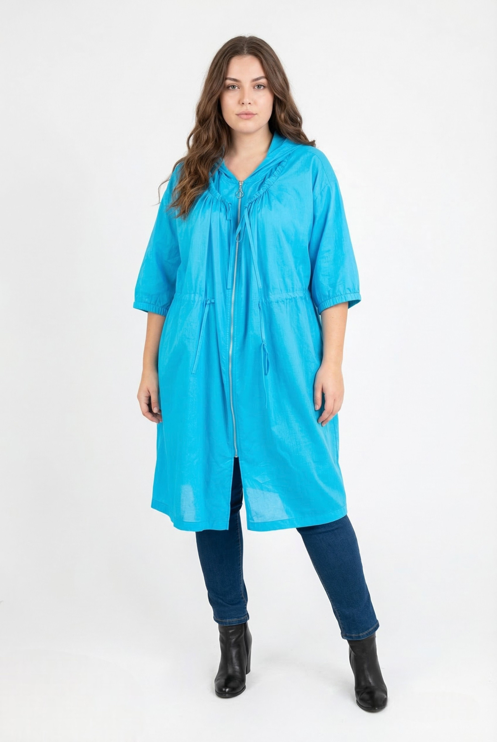 Grossiste Pomme Rouge Paris - Veste fine en coton grande taille bleu