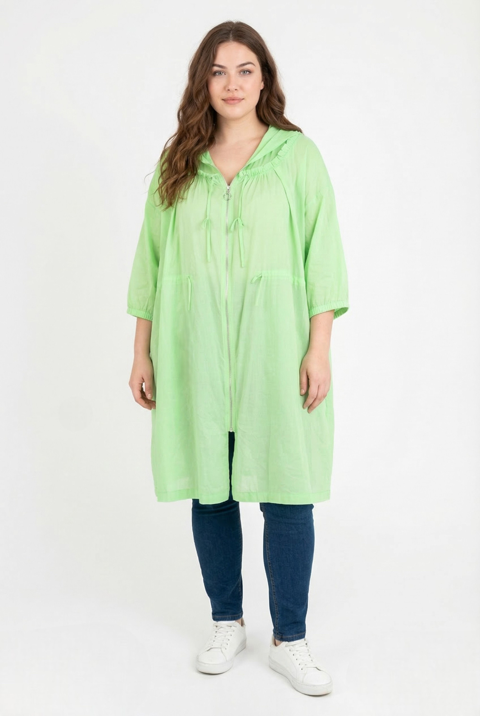 Grossiste Pomme Rouge Paris - Veste fine en coton grande taille vert