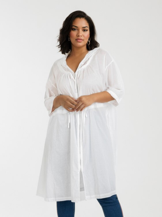 Grossista Pomme Rouge Paris - Grande giacca di cotone bianco (C6527)