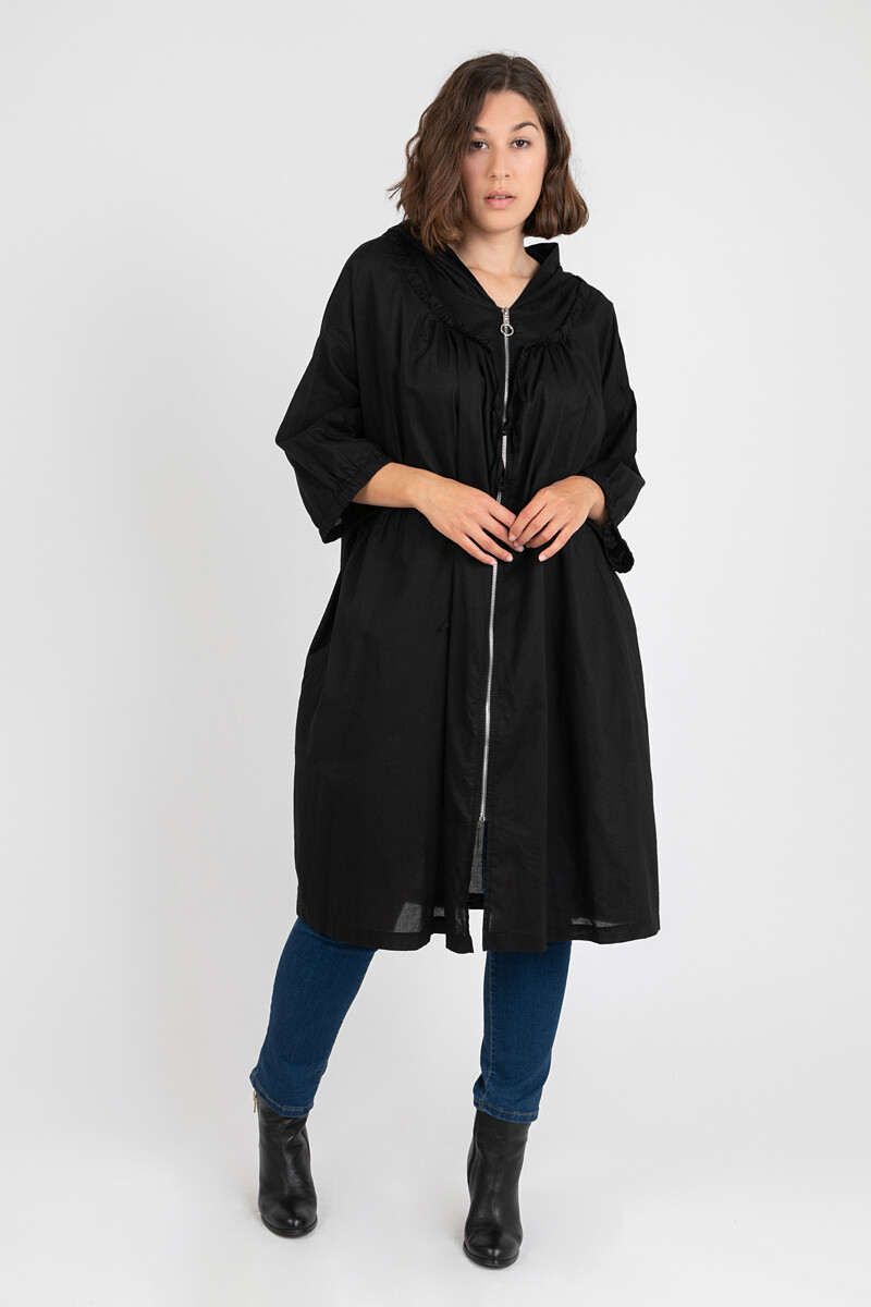 Grossiste Pomme Rouge Paris - Veste fine en coton grande taille noir (C6527)