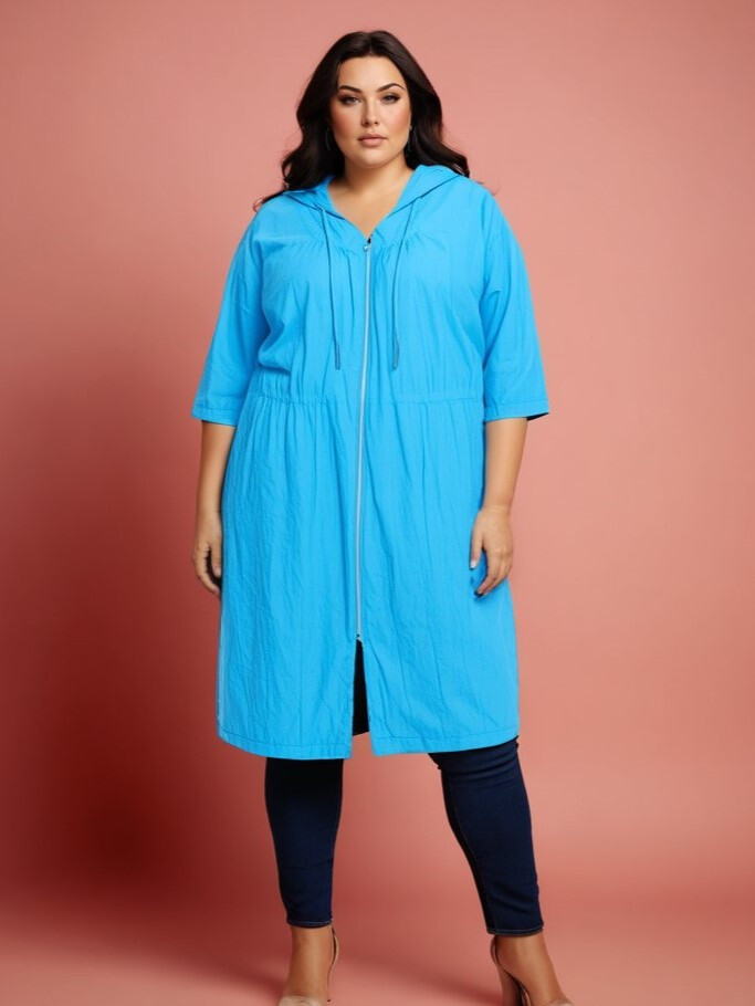 Grossista Pomme Rouge Paris - Giacca oversize in cotone sottile blu (C6527)
