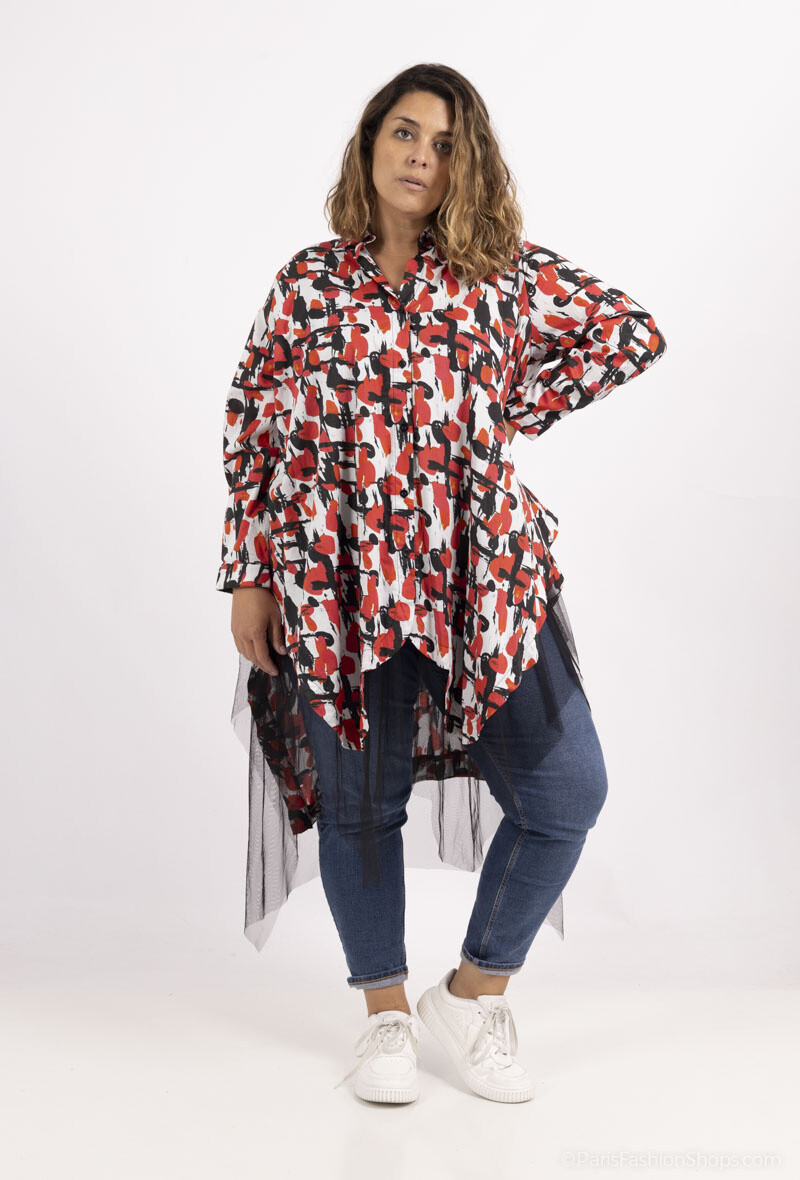 Mayorista Pomme Rouge Paris - Chaqueta asimétrica impresa en rojo (T1529)