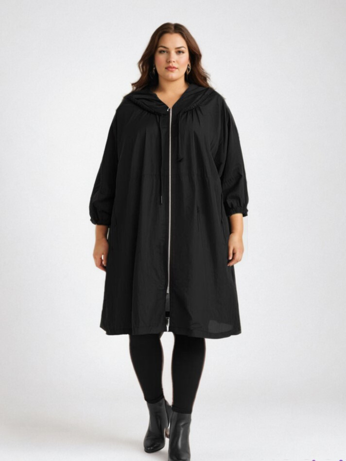 Grossista Pomme Rouge Paris - Grande giacca di cotone nero (C6527)