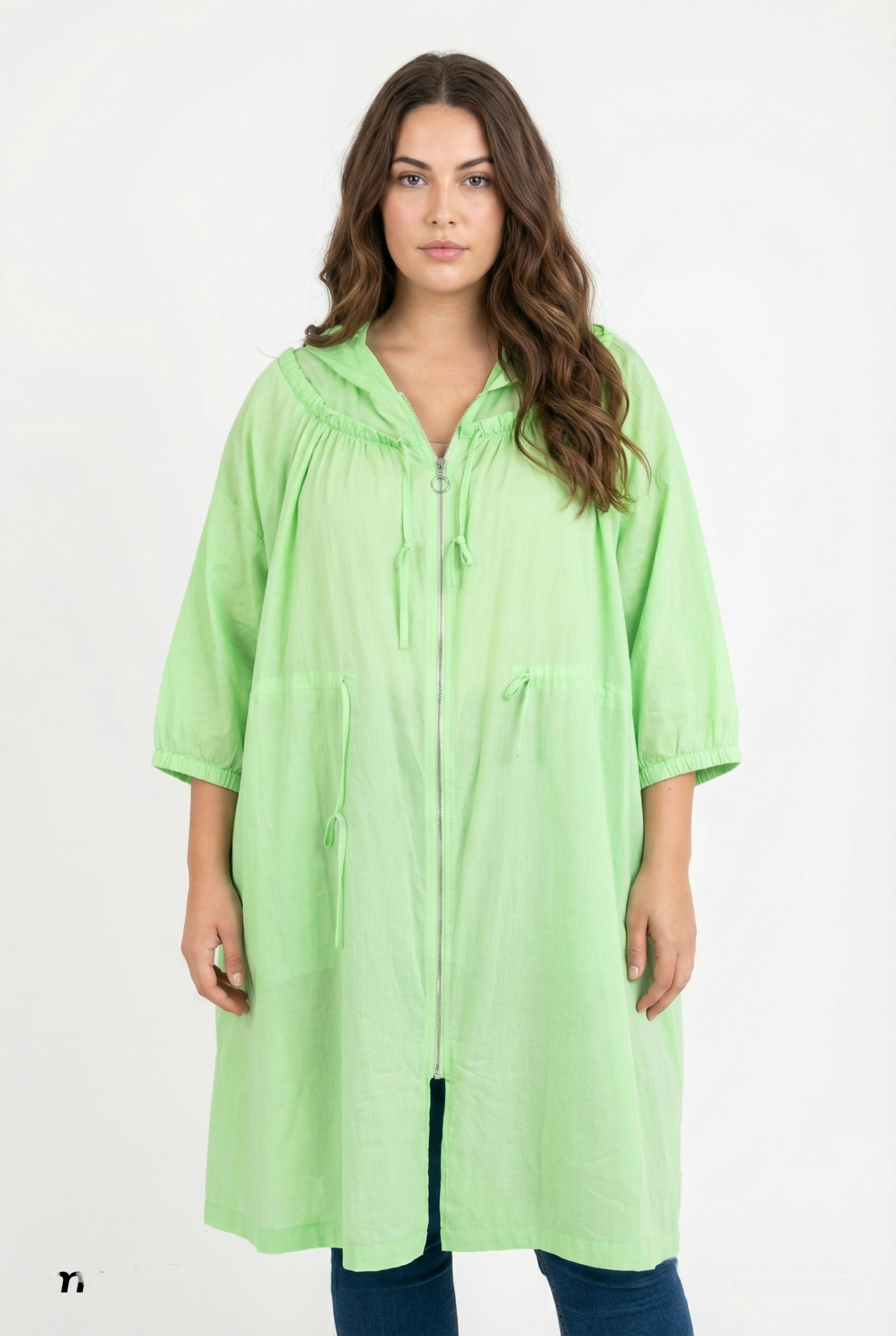 Grossiste Pomme Rouge Paris - Veste fine en coton grande taille vert