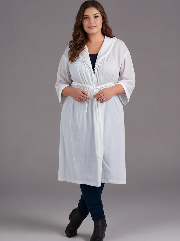 Grossiste Pomme Rouge Paris - Veste fine en coton grande taille blanc (C6527)