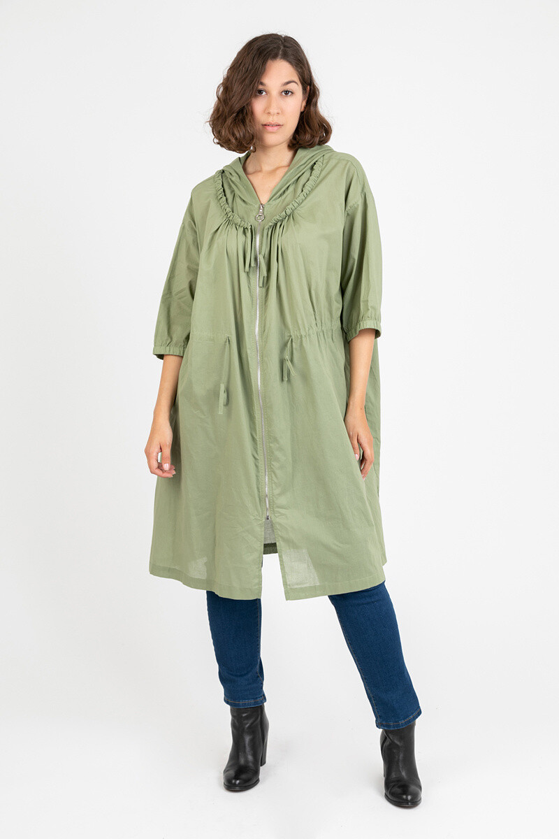 Grossiste Pomme Rouge Paris - Veste fine en coton grande taille kaki
