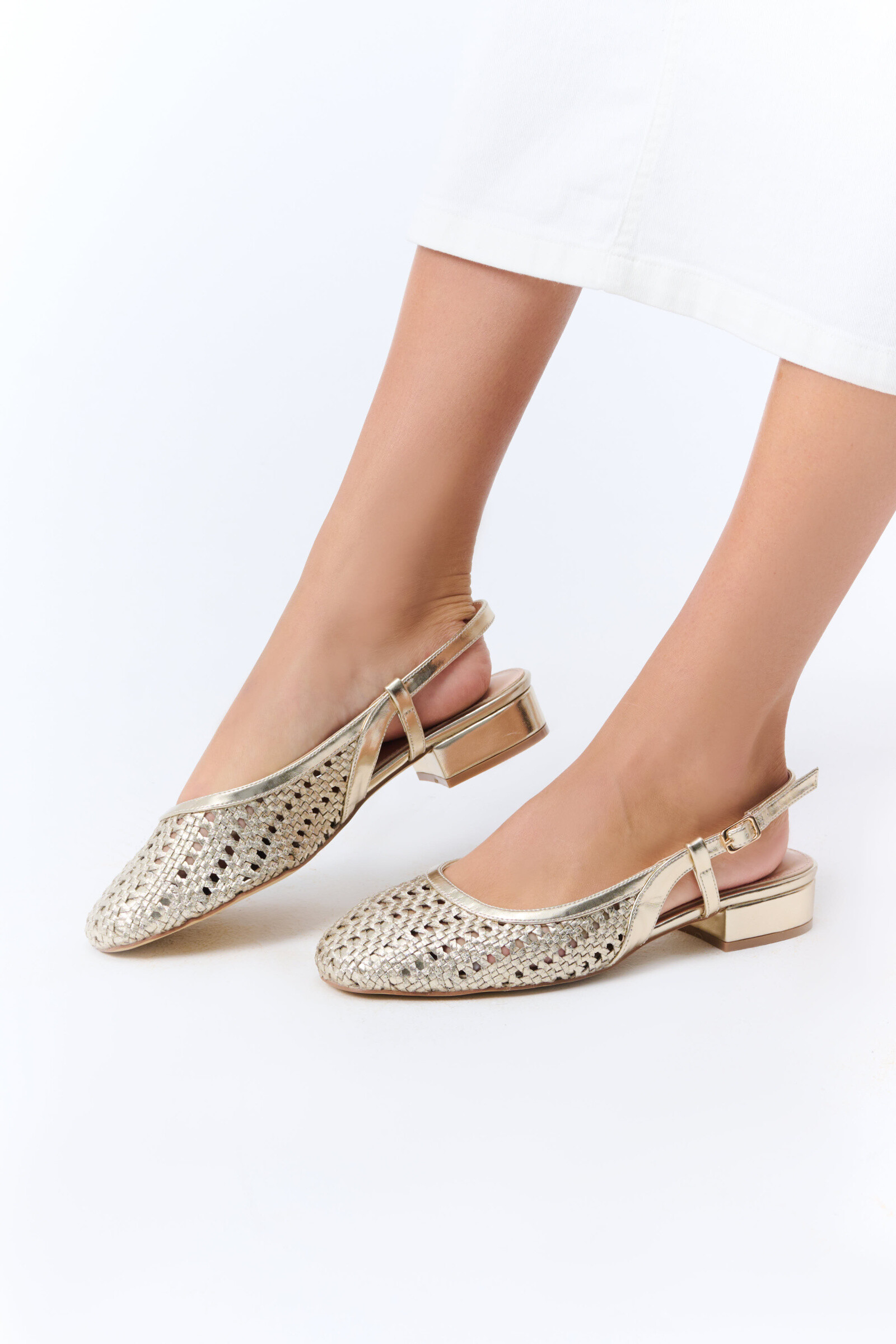 Großhändler Poti Pati - BK013 Ballerinas mit Absatz in Goldcannage