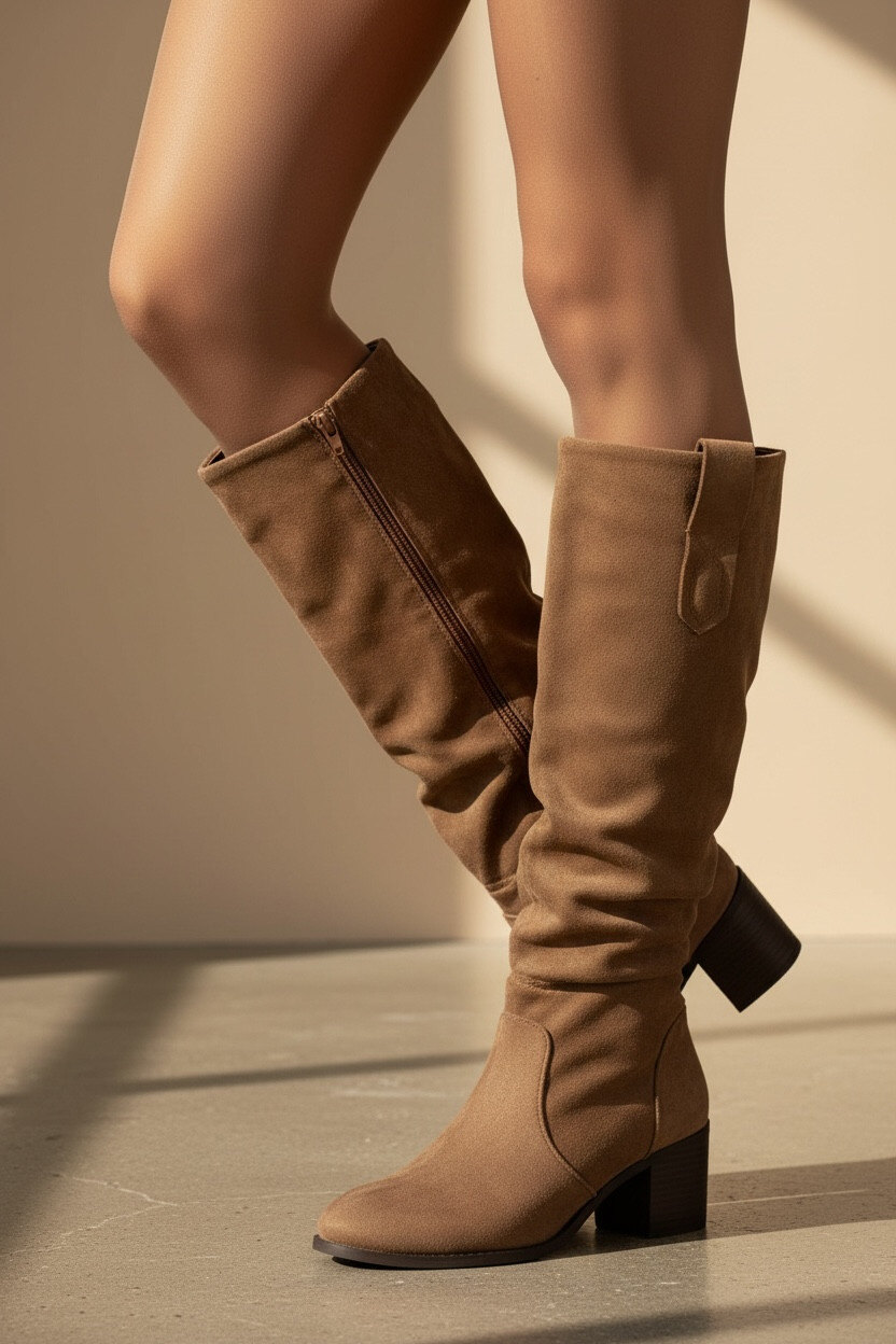 Mayorista Poti Pati - DF087 Botas largas con cremallera interior y tacón alto cuadrado de 5cm