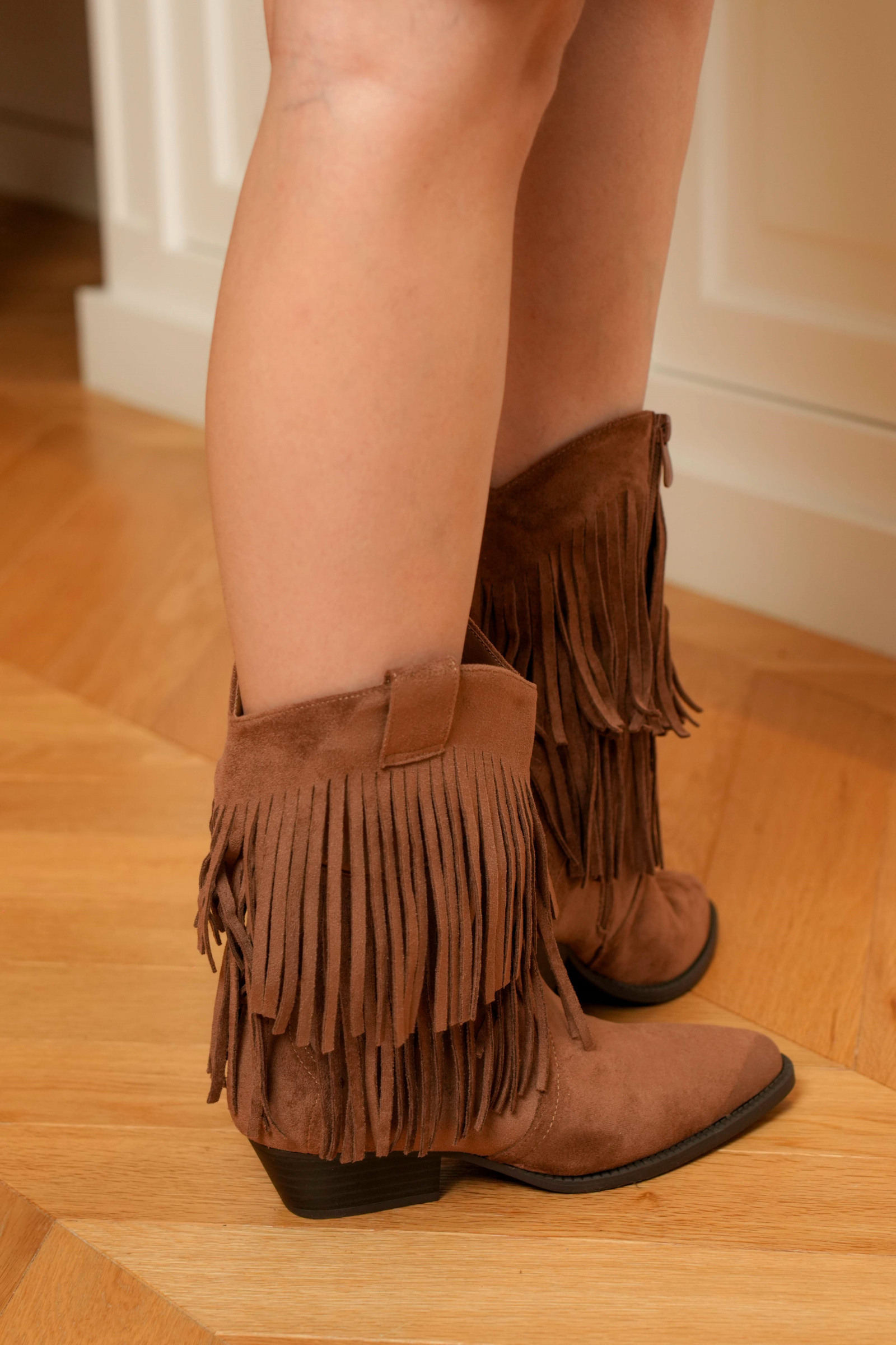 Grossiste Poti Pati - DF086N Bottines santiags à franges, avec zip intérieur