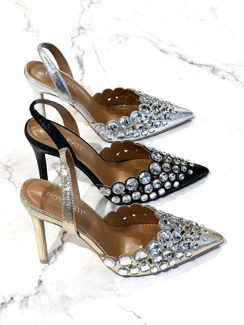 Grossiste Poti Pati - Escarpins de soirée à strass avec talon haut de 9cms SP023