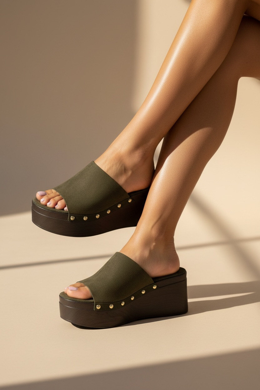 Wholesaler Poti Pati - CL060 Suede Wedge Mules. Soft and lightweight sole.