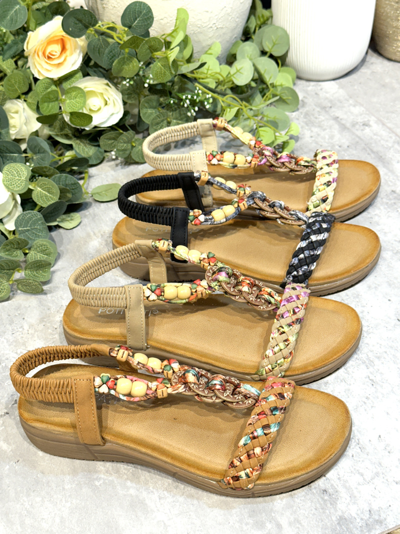 Grossiste Poti Pati - OR042 Sandales confort avec motif ethnique, semelle très souple