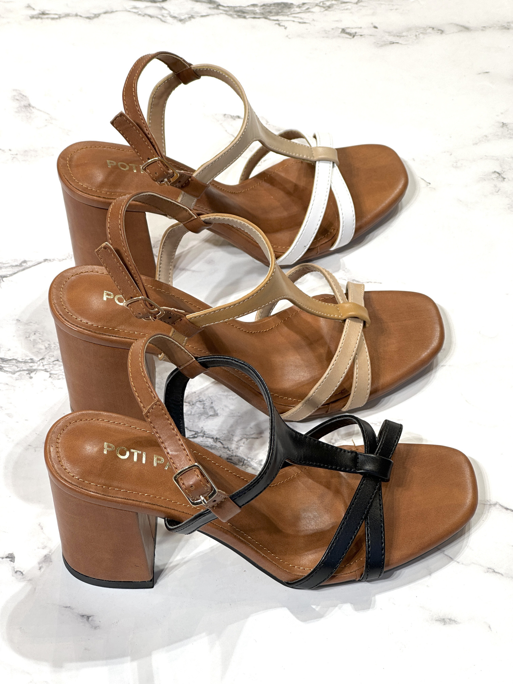 Mayorista Poti Pati - Bk087 Sandalias High Square High 8cms CRI -Color Cross