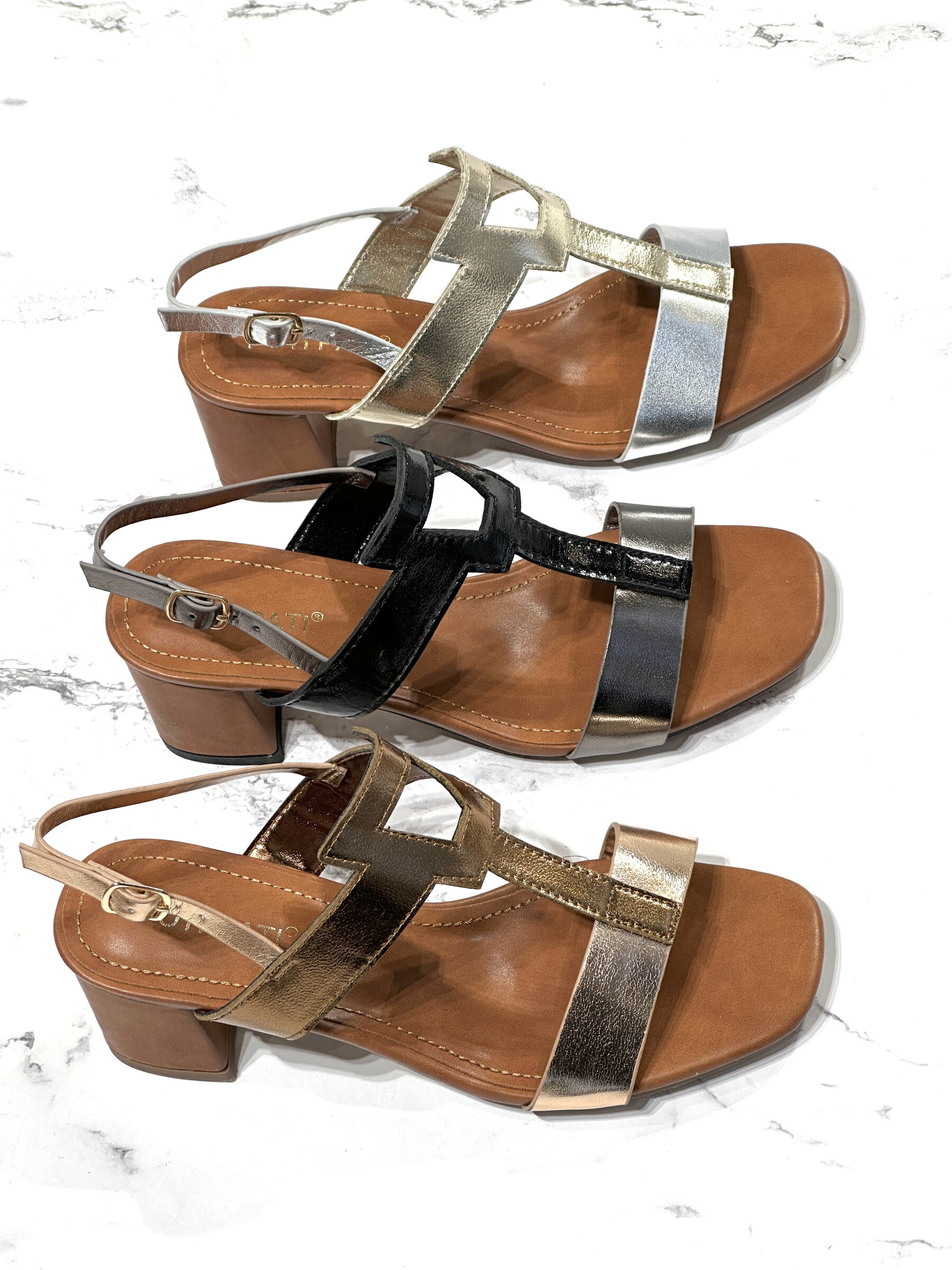 Grossiste Poti Pati - BK081 Sandale bicolore avec motif géométrique