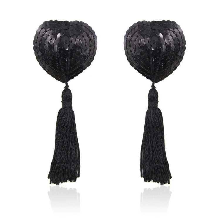 Mayorista JH STORE - Cubre pezones con forma de corazón y pompón de lentejuelas