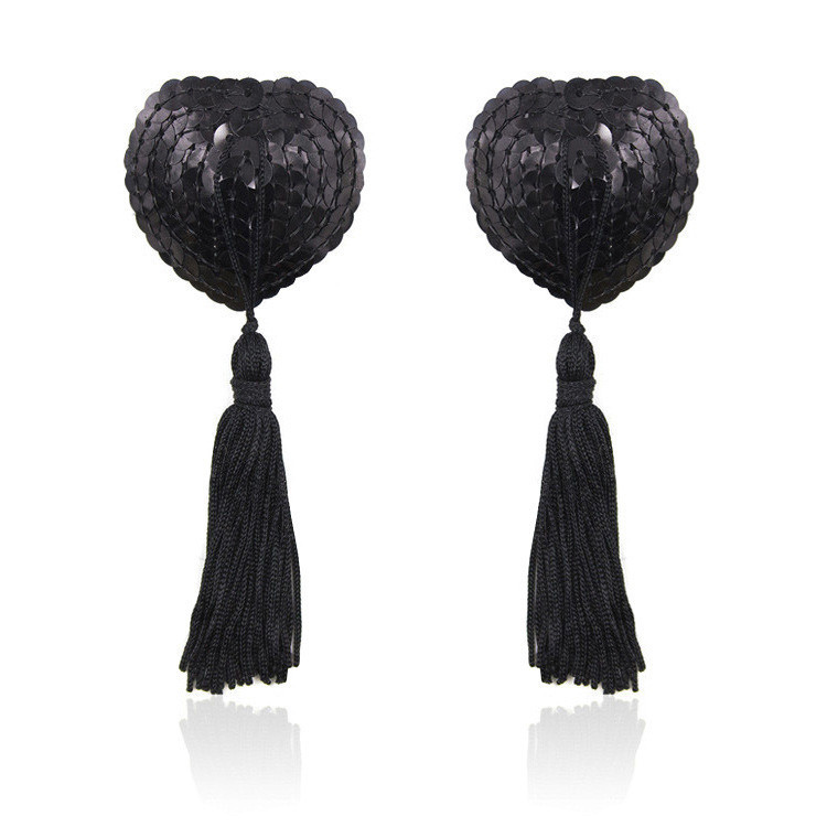 Wholesaler JH STORE - Sequin Pompom Heart Nipple Cover