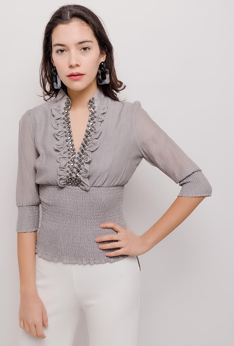 Großhändler Princesse - Bluse mit Strass und Diamanten