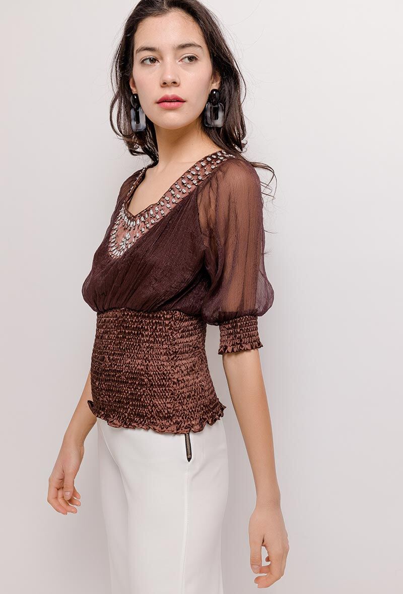 Großhändler Princesse - Bluse mit Perlen