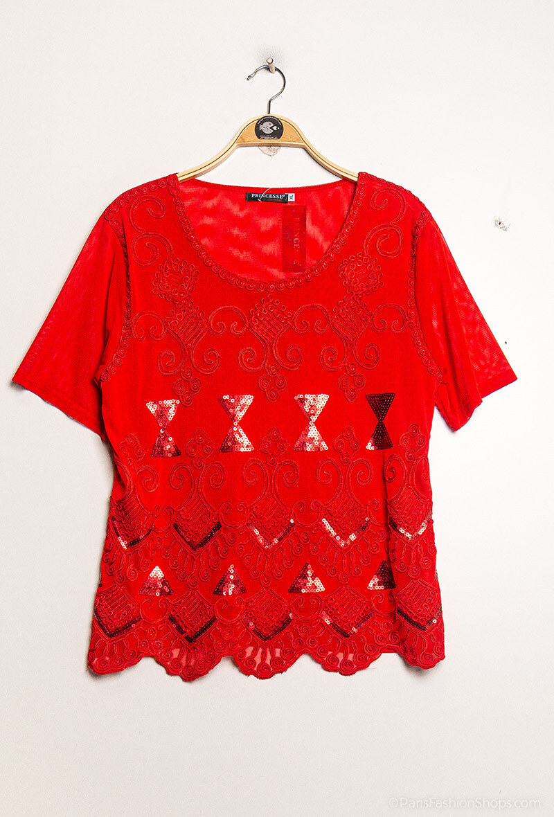 Wholesaler Princesse - Embroidered blouse with sequins