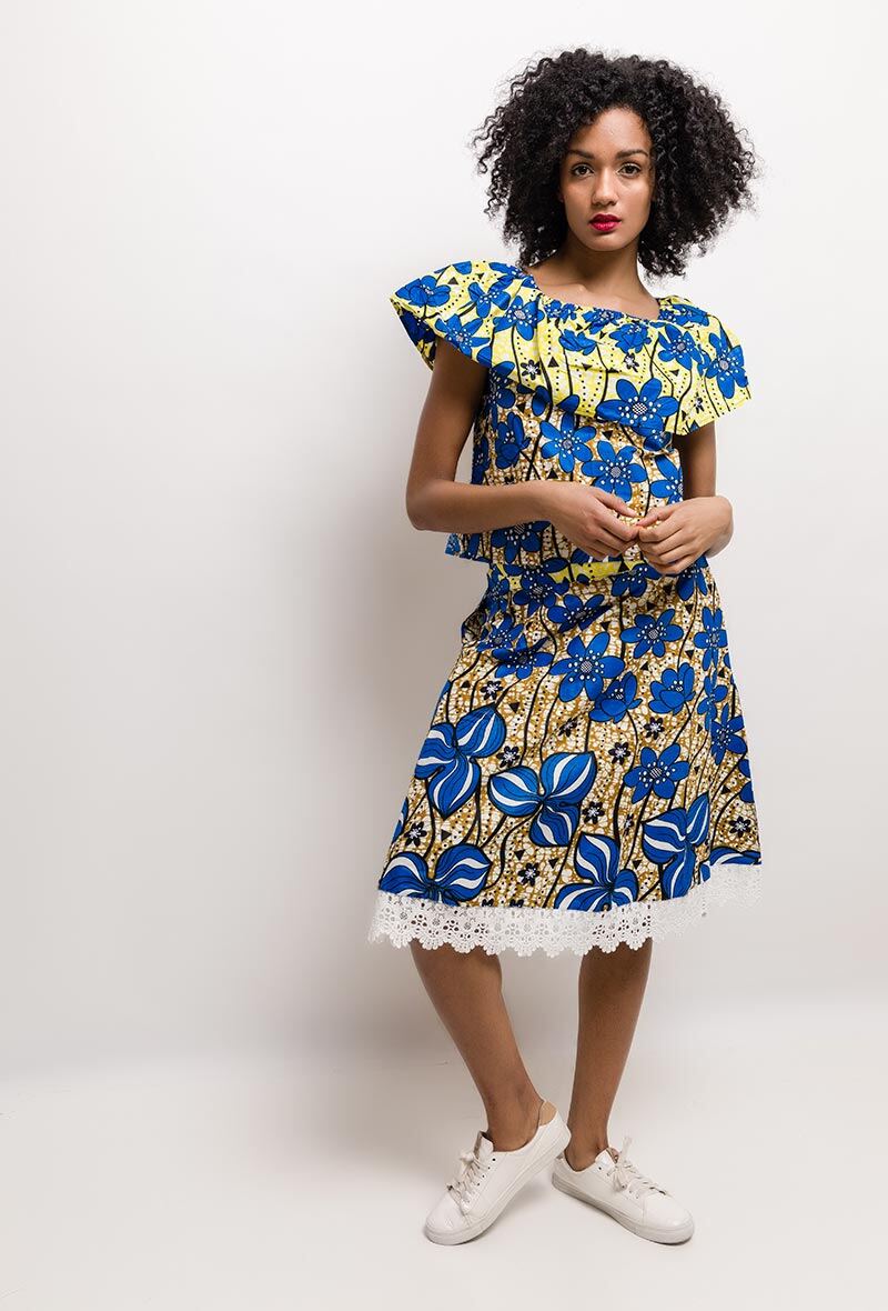 Mayorista Princesse - Top y falda con estampado africano
